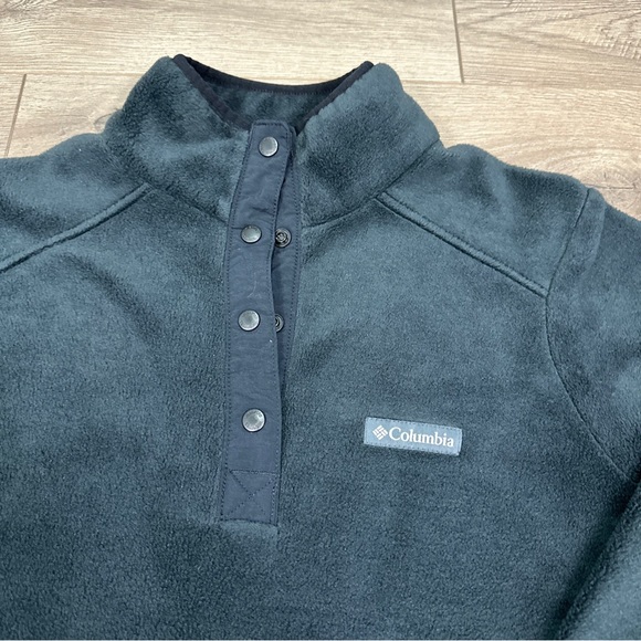 Columbia Fleece Snap T Jacket Black Pullover Logo Outdoor Women’s Size Medium - Picture 5 of 6